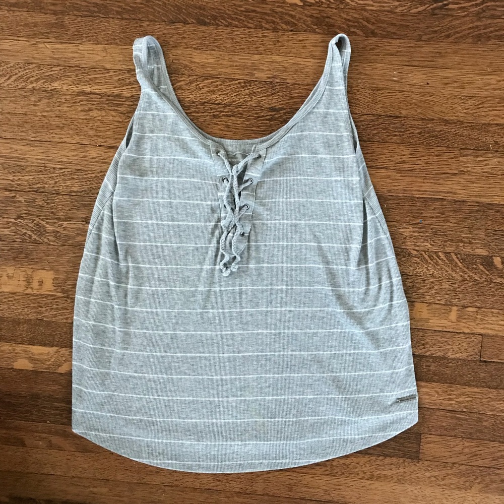 Striped Lace Up Tank